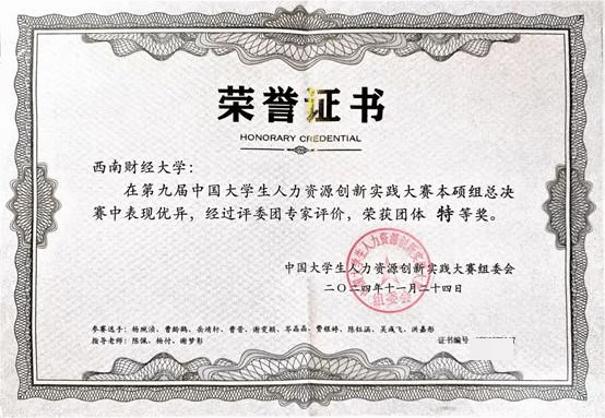 我院师生代表队在第九届中国大学生人力资源创新实践大赛全国总决赛中荣获团体特等奖